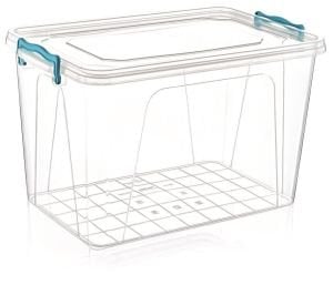 20 Litre Kilitli Kapak Dikdörtgen Kiler Saklama Kabı 48x31 h:20cm Her Gıdaya Uygun Sağlıklı Plastik