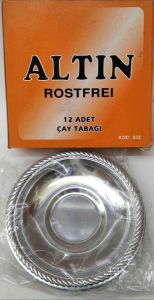 Altın Rostfrei 12 Adet Çelik Çay Tabağı