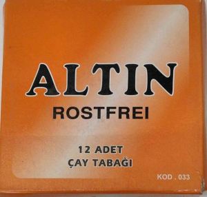 Altın Rostfrei 12 Adet Çelik Çay Tabağı