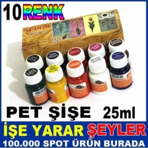 SÜDOR 10 FARKLI RENK TAM SET NON-TOXIC 25ml EBRU BOYASI SETİ KUMAŞ, KAĞIT VE AHŞAP İÇİN UYGUNDUR