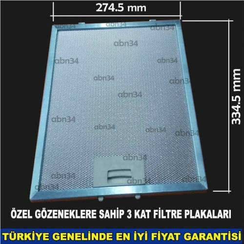 Alüminyum Davlumbaz Filtresi 274,5x334,5mm Ankastre Filtresi 27.4x33,4cm Alüminyum Kartuş Filtre