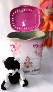 Pembe Uçan Peri Desenli 50 Litre Kapaklı Çamaşır Oyuncak Sepeti Büyük Boy Plastik Gövde Sağlam Kutu