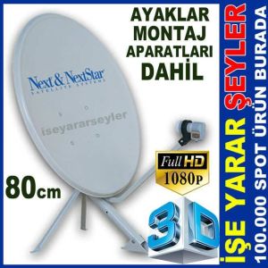 Büyük boy 80cm çanak anten NEXT ÇANAK ANTEN TAKIMI FULL HD+3D UYUMLU 80cm tüm montaj elemanlarıyla
