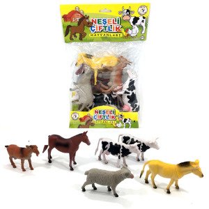 6'lı İçi Dolu Neşeli Çiftlik Hayvanları Oyuncak Eğitici Öğretici Çocuk Oyuncakları