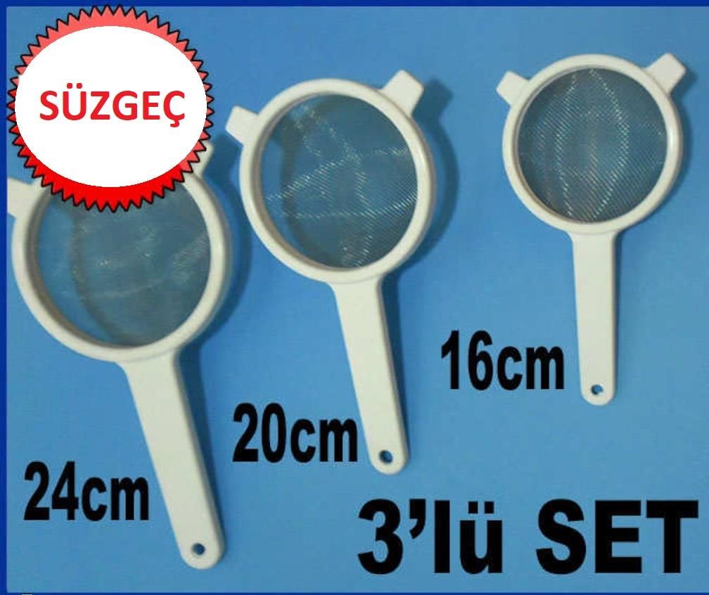 Paslanmaz Çelik 3'lü Süzgeç Seti Çok Amaçlı Süt Süzgeci