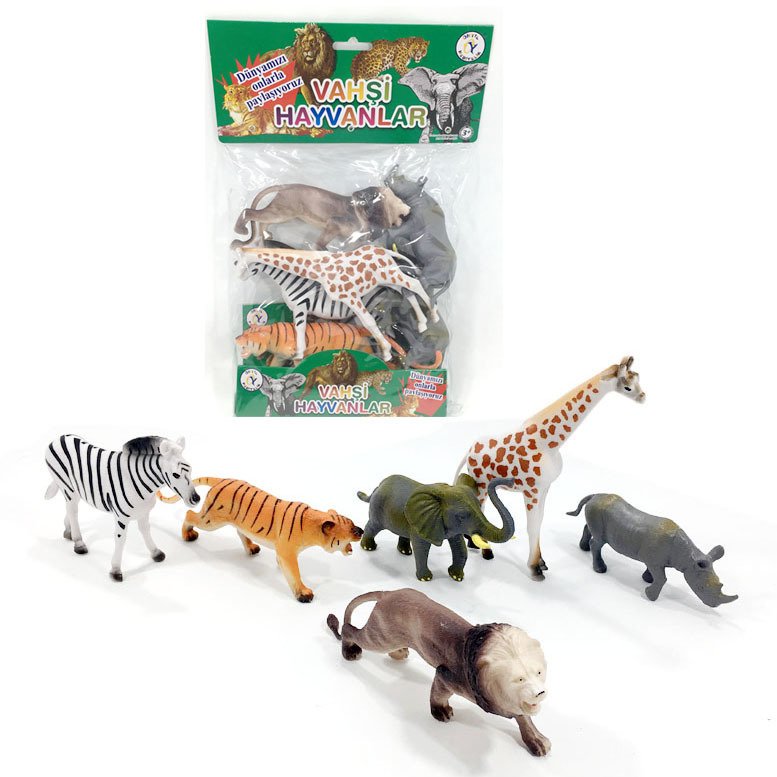 6'lı İçi Dolu Vahşi Hayvanlar Oyuncakları Eğitici Öğretici Çocuk Oyuncakları