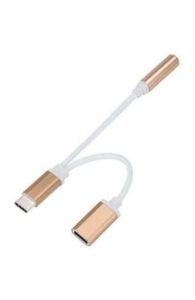 Type-c  Kulaklık Ve Şarj Adaptörü 2'si 1 Arada Yüksek Çözünürlüklü Aux Ve Hızlı Şarj Kablosu GL067