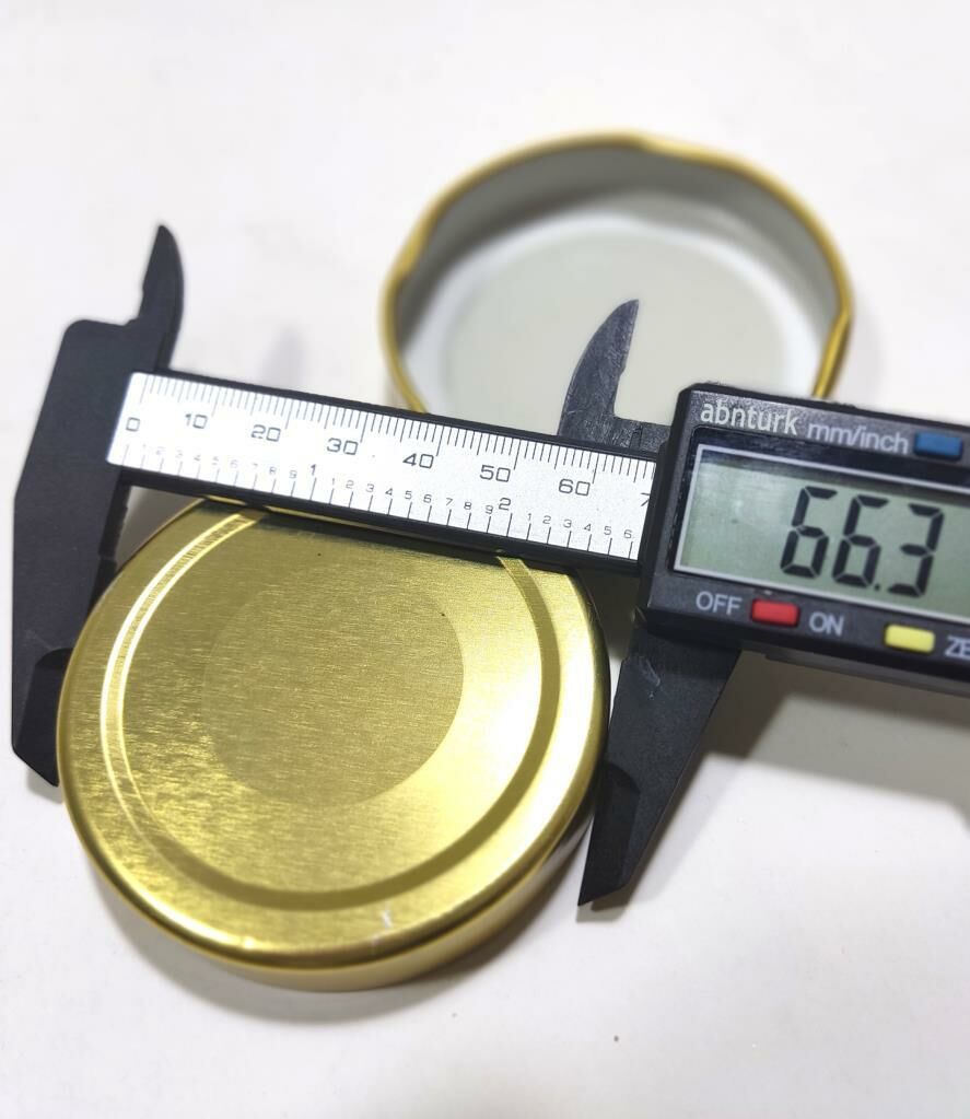 10 Adet 63 mm Uzun Etekli Geniş Kenar Metal Konserve Kavanoz Kapağı Dış:66mm-içi:63mm 25 Yıl Garanti