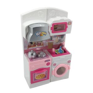 Fonksiyonlu Müzikli Bulaşık Makineli Fırınlı Oyuncak Mutfak Seti Pille Çalışan Su Akıtan Mutfak