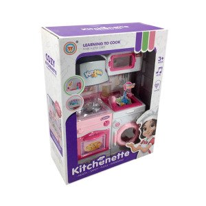 Fonksiyonlu Müzikli Bulaşık Makineli Fırınlı Oyuncak Mutfak Seti Pille Çalışan Su Akıtan Mutfak