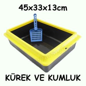 Mama Hediyeli Kedilerimiz İçin 5 Parça Mutlu Yaşam Seti - Çanta Kumluk Kürek Mama Kabı 5 Kg Özel Kum