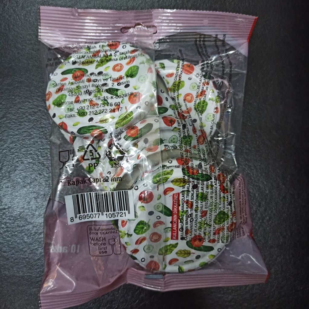 Chef's Kavanoz Kapağı 10’lu Desenli Kapak Çapı 82 mm