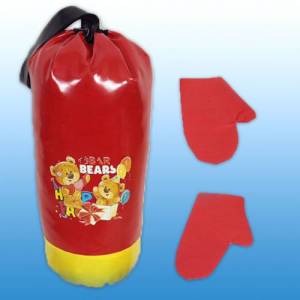 Çocuklar için deri dış yüzeyli boks torbası 37x17cm ebatında sağlam dayanıklı kum torbası