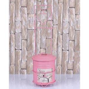 Metal Çöp Kovalı Portatif Ayaklı Ferforje Dekoratif Wc Kağıtlığı Şık Tasarım ile Göz Zevki