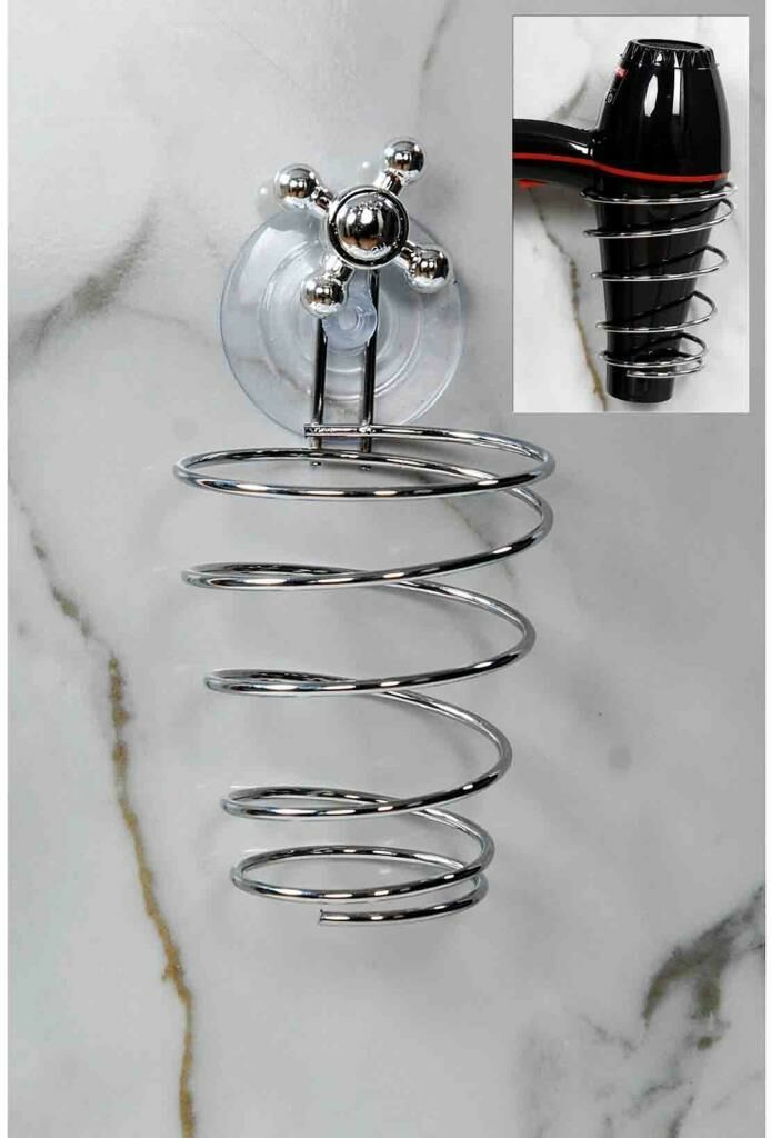 Metal Vantuzlu Fön Makinesi Askısı Fönlük Maşalık Banyo Askısı