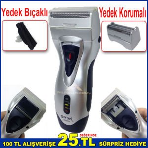 Sinek Kaydı Traş İçin Çift Motorlu Yedek Bıçaklı Şarjlı Sakal Traş Makinesi Ergonomik Tıraş Makinesi