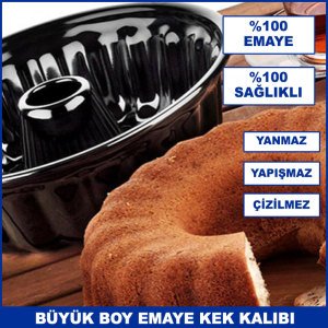 Ortası Delikli Dilimli Büyük Boy Sağlıklı 29 cm  Emaye Kek Kalıbı - Yanmaz Yapışmaz  Kek Kalıbı