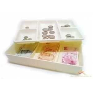20x27cm 2 ÜNİTE 5+3 BÖLME ÇEKMECE İÇİ KAĞIT ve BOZUK PARA KUTUSU