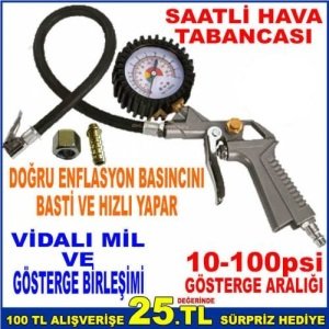 Stılson Saatli Hava Tabancası Otomobil Lastikleri İçin İdeal Göstergeli Hava Döngü Enflasyon Silahı