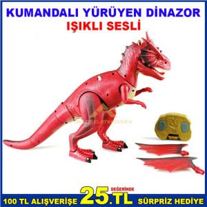 ÇOCUKLARINIZ İÇİN EĞLENCELİ SESLİ IŞIKLI YÜRÜYEN KUMANDALI DİNAZOR OYUNCAĞI