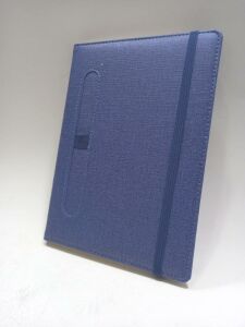 21*15 Mavi Renkli Kapaklı Çizgili  Kalemlikli Ajanda Defter( Takvimsiz) Ayraçlı