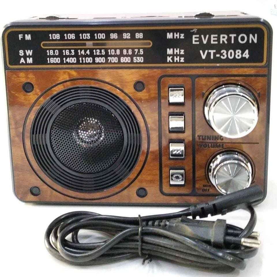 EVERTON VT 3084 Üç Bant Radyo MP3 Çalar. Güneş Enerjili Şarjı Mevcut, 101 Girişli TF Kart Girişli