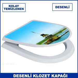 Tüm Klozetlere Uygun Kolay Temizlenen ve Takılan Şehir Manzaralı Klozet Kapak Takımı