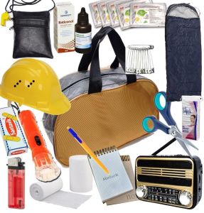 99 Yaşam Malzemesiyle Full Dolu Radyolu Uyku Tulumlu Baretli Doğal Afet Deprem Çantası ilkyardım Set