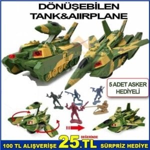Tank Uçağa Dönüşüyor Biranda Uçak Tank Halini Alıyor,Işıklı,Hareketli Transform Tank-Uçak