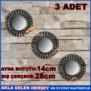 3 ADET GALAXY DEKORATİF ÇERÇEVELİ YUVARLAK AYNA