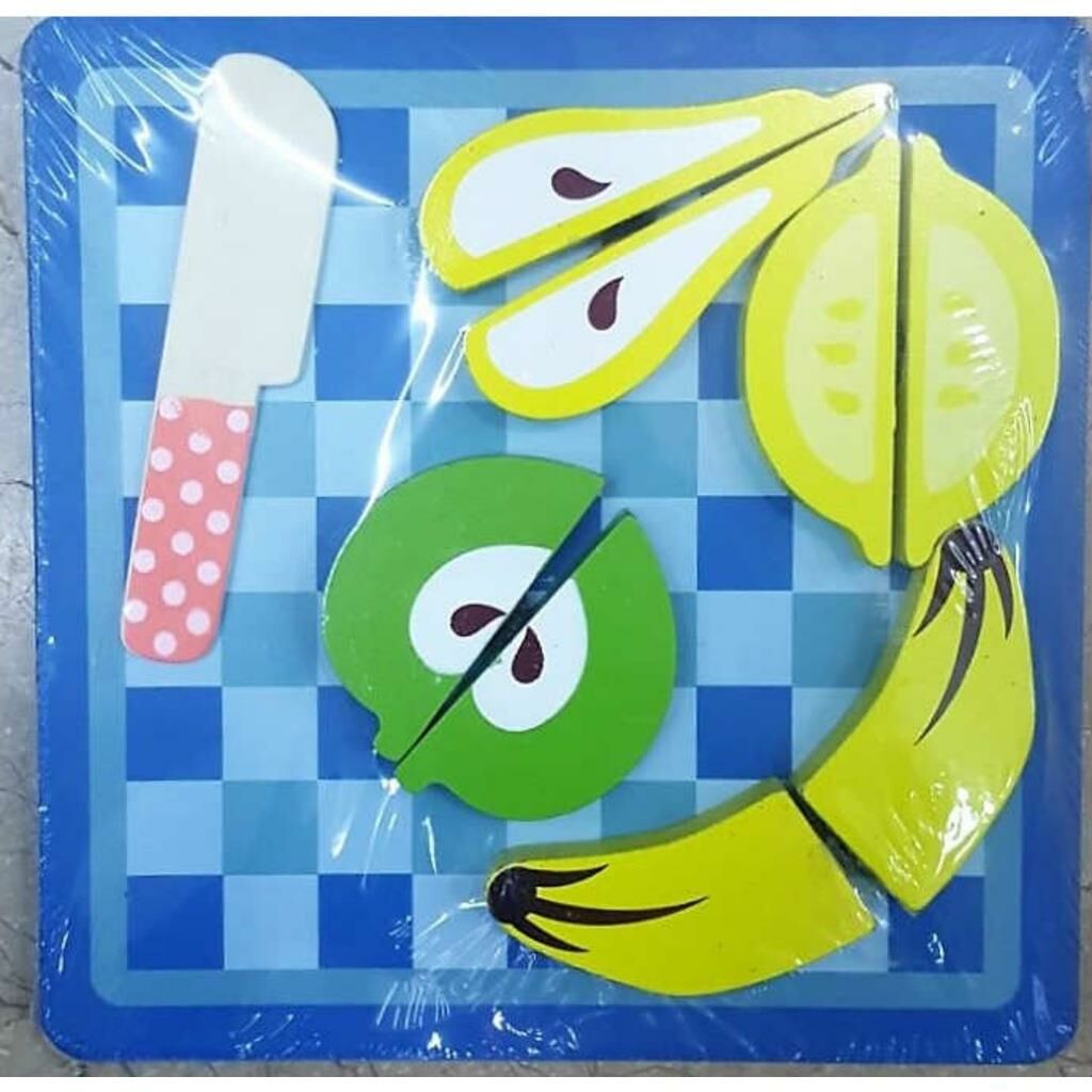 10 Parçadan Oluşan Ahşap Sebze ve Meyve Kesme Oyunu 19x19 cm