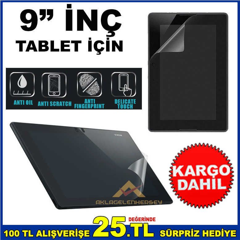 9 İNÇ TABLETLER İÇİN PARMAK İZİ YAPMAYAN KALİTELİ EKRAN KORUYUCU JELATİN FİLM