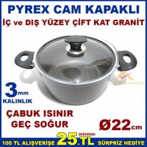 Döküm Alüminyum Derin Granit Tencere 22cm