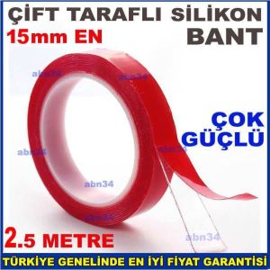 Kırmızı silikon çift taraflI Bant 2.5 metre uzunlukta çok kuvvetli yapışan çift taraflı silikon bant