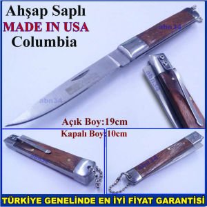 Ahşap saplı 19cm avcı çakısı Made in USA Columbia paslanmaz çelik Avcı,Dağcı Kamp Çakısı Efendi Çakı