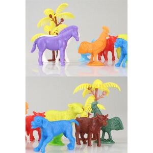 676 Toy Play 12 Parça Renkli Mini Çiftlik Hayvanları Figür Seti 4-6 cm