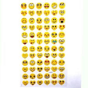 Kalp ve Yuvarlak Emoji Lh-017 Stickerlar Serisi Kabartmalı 72 Adet