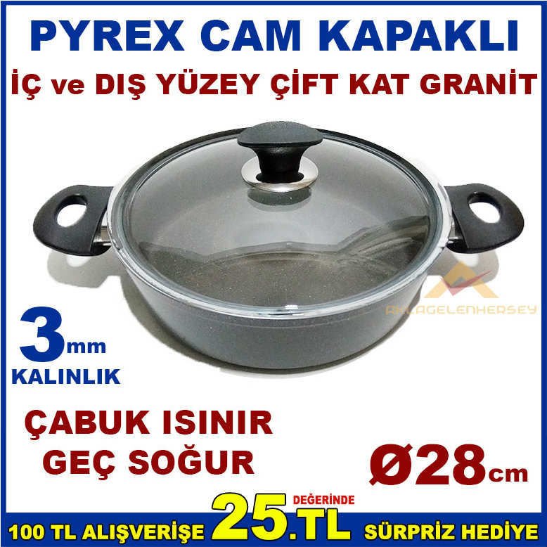 EZME ALÜMİNYUM GRANİT DÖKÜM BASIK TENCERE 28cm