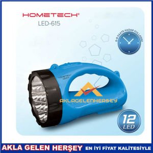 HOMETECH 12 LEDLİ ŞARJLI EL FENERİ VE IŞILDAK -2