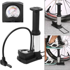 Yüksek Basınçlı Göstergeli Portatif Metal Mini Ayak Pompası 17cm Çok Amaçlı Lastik Şişirme Pompası