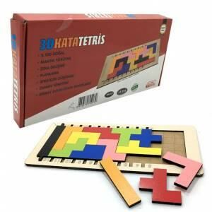 3D Katatetris Oyunu 14 Parça Ahşap Zeka Oyunu Tetris Oyunu 5+ Yaş