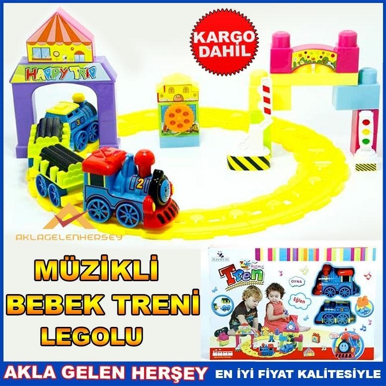 Ücretsiz Kargo VARDEM LEGOLU MÜZİKLİ OYUNCAK BEBEK TRENİ SETİ
