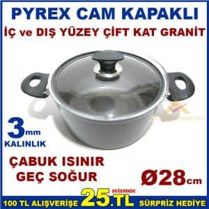 DÖKÜM ALÜMİNYUM DERİN GRANİT TENCERE 28cm