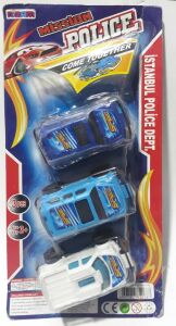 9x5x5cm Ebatında 3 Adet Küçük Boy Oyuncak Polis Dağ Cip Aracı