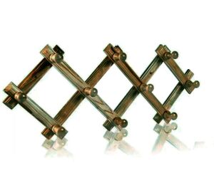 Koyu Ahşap Renk Katlanabilir Ahşap Duvar Askısı 10 topuzlu  Akordiyon 20*70 Nostaljik Duvar Askılığı