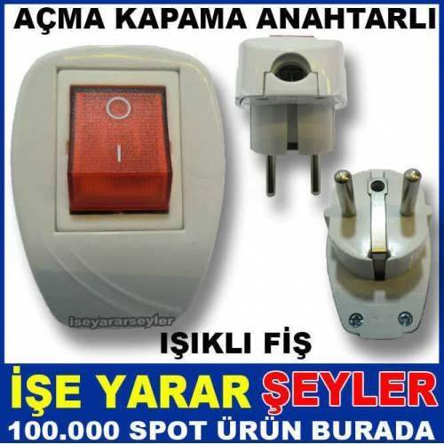 Açma Kapama Anahtarlı Topraklı Erkek Fiş