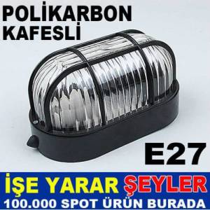 Siyah Polikarbon Kırılmaz Kafesli Oval Armatür