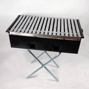 Emaye Gövdeli Katlanabilir Ayaklı Portatif Mangal Izgara 50 cm Çift Kulplu Barbekü