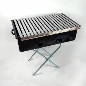 Emaye Gövdeli Katlanabilir Ayaklı Portatif Mangal Izgara 50 cm Çift Kulplu Barbekü