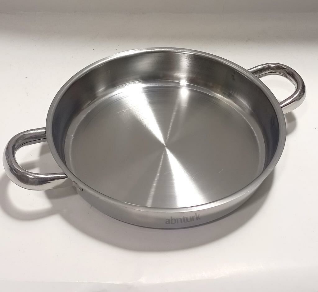 Çift Kulplu Tava 21cm Paslanmaz Çelik Tabansız Sahan Yanmaz Yapışmaz çok amaçlı Çelik Yumurta Sağanı